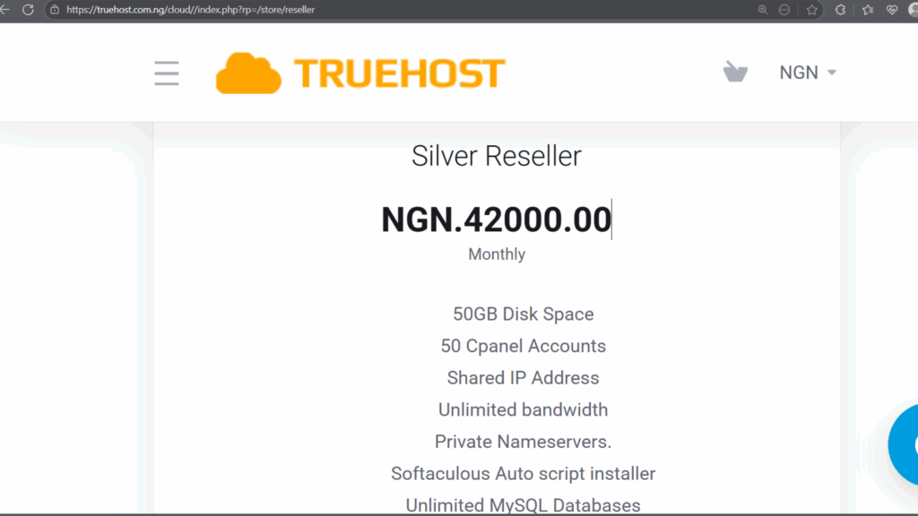Silver Reseller Plans Truehost