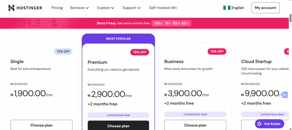 Best Web Hosting Providers in 2025 5 a screenshot of hostinger prices