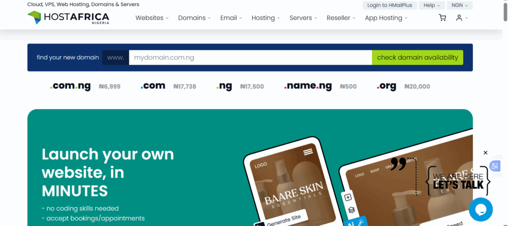 Best Hosting for Small Businesses in Nigeria 2 a screenshot of host africa nigeria