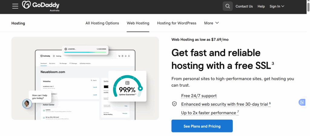 The Biggest Web Hosting Companies Right Now 2 a screenshot of Godaddy