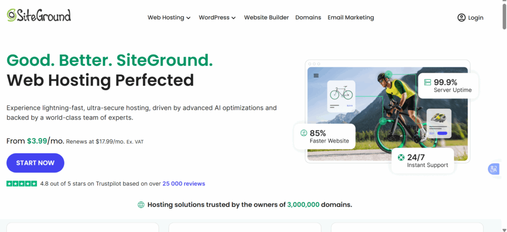 The Biggest Web Hosting Companies Right Now 5 a screenshot of Siteground