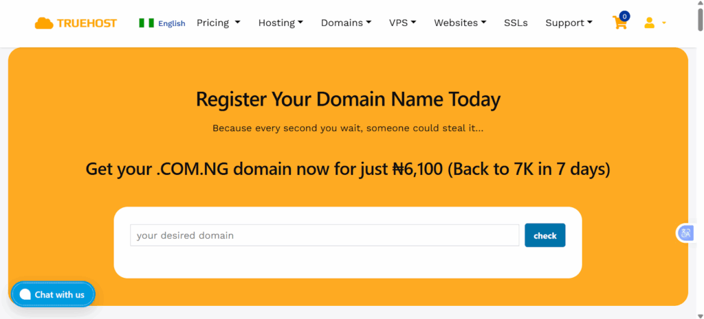 Web Hosting vs Domain Registration: How They Work Together 4 a screenshot of domain registration on truehost