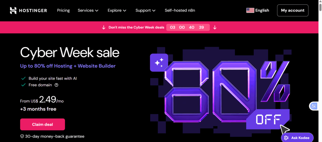 Best Hosting for Managing Multiple Websites 4 a screenshot of hostinger