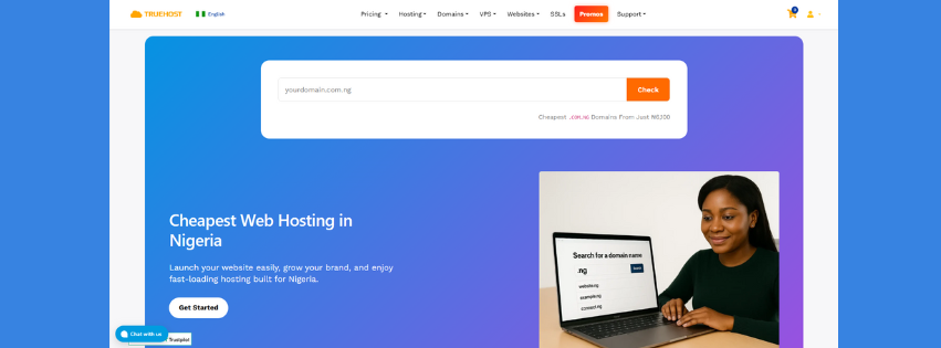 Best Web Hosting with Phone Support in Nigeria: Your Complete 2026 Guide 1 truehost ng homepage screenshot