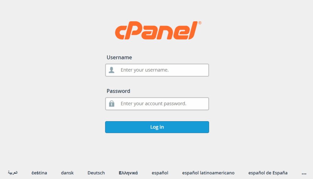 10 Best cPanel Hosting Providers: 2026 Rankings 2 a screenshot of cPanel login page