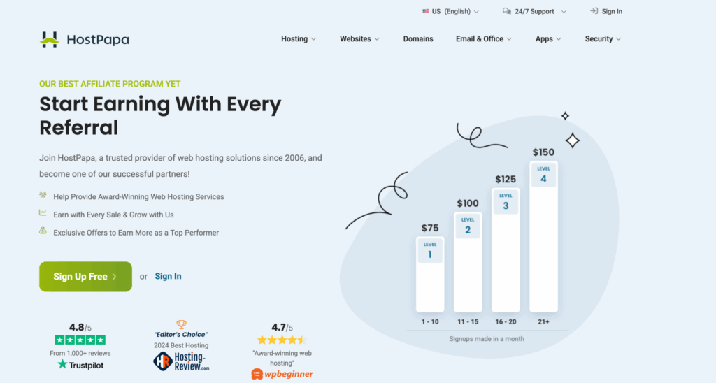 hosting affiliate program - HostPapa