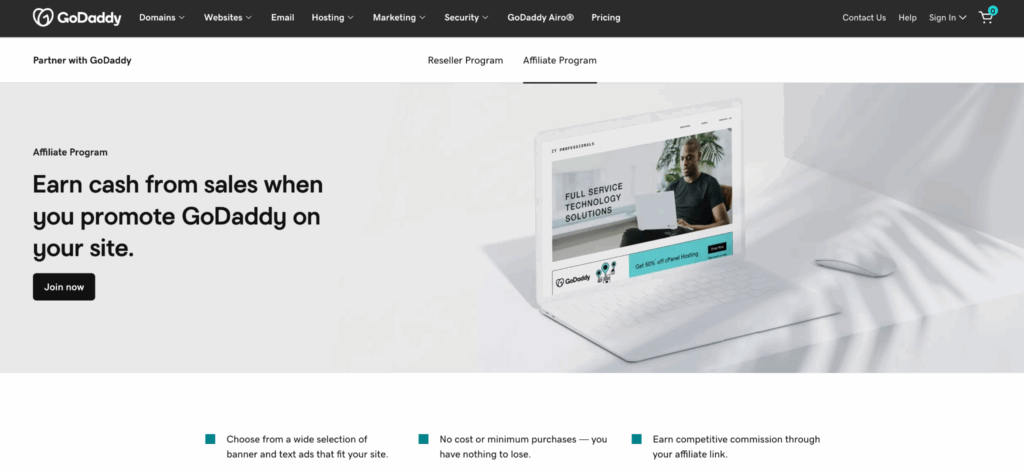 hosting affiliate program - GoDaddy