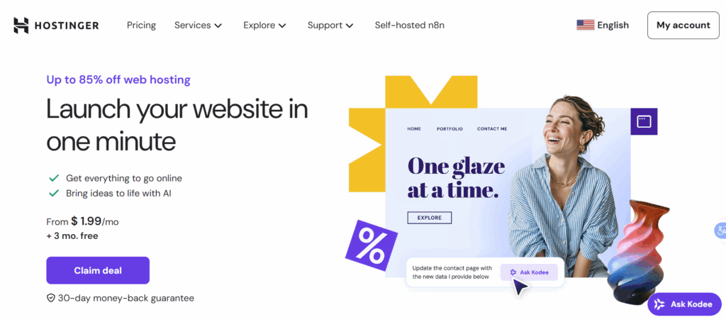 Best Startup Hosting: Affordable & Reliable 2026 Options 2 a screenshot of Hostinger hosting
