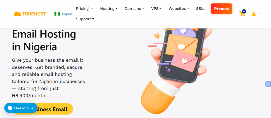 a screenshot of Truehost email hosting page 