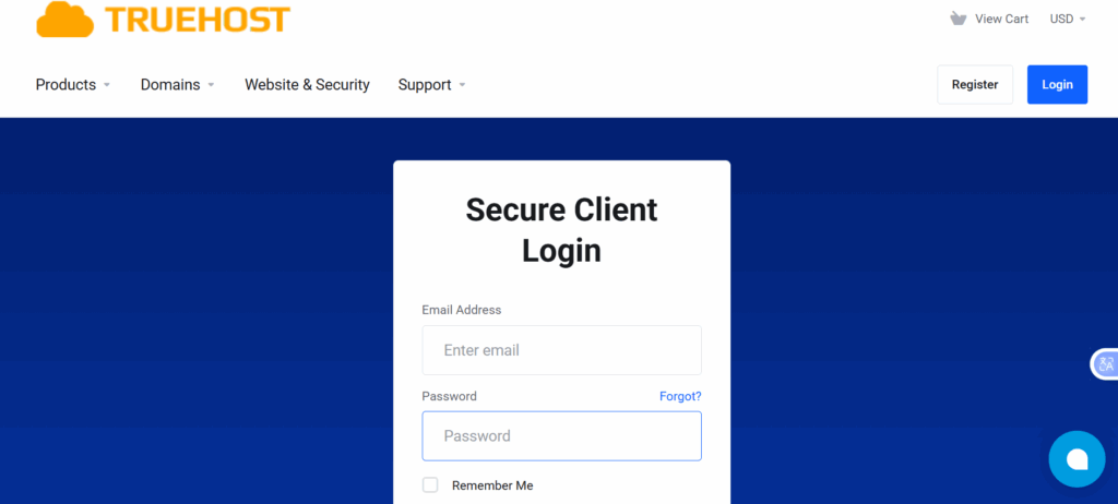 How to Access Your Website Admin Panel (Guide) 5 a screenshot of truehost client login area