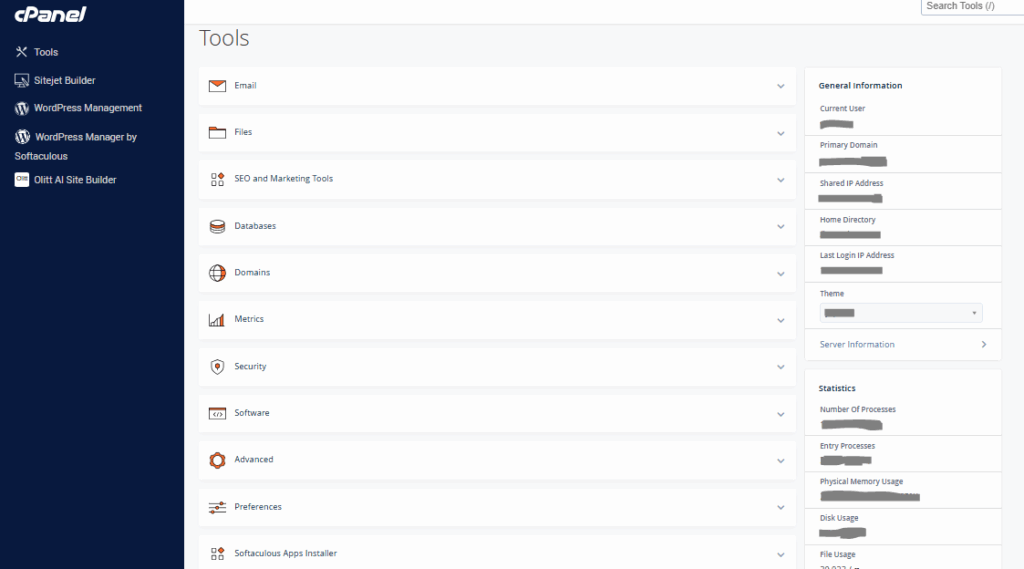 website control panel

