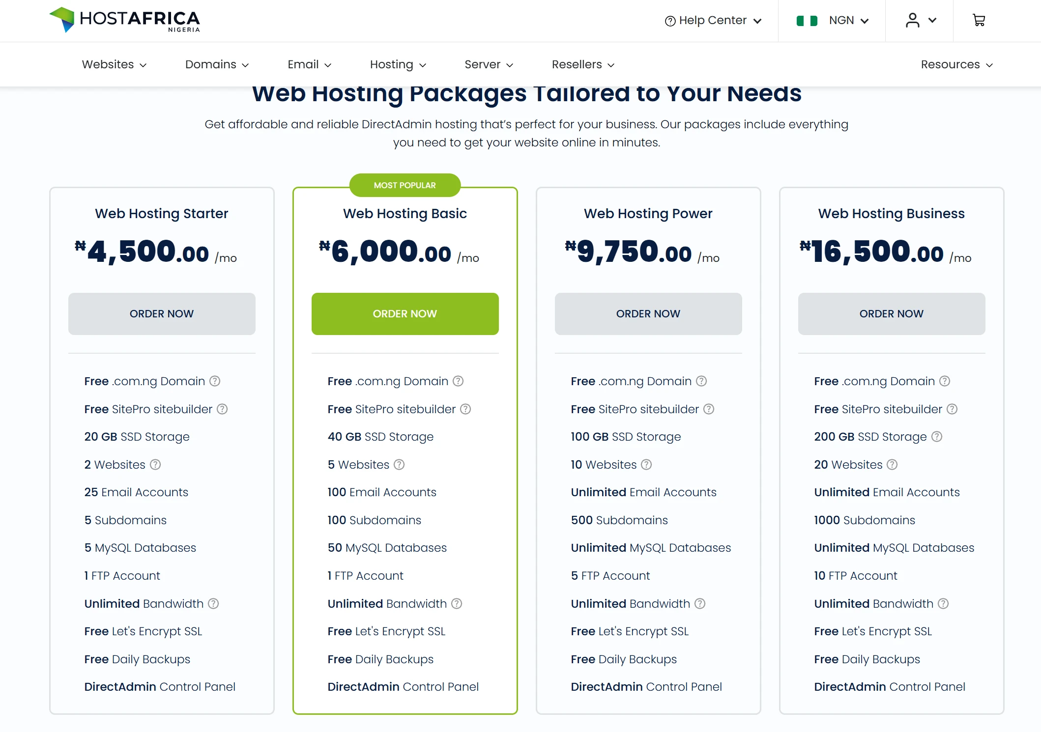 How Much Does It Cost to Host an NGO Website in Nigeria? Hostafrica directadmin