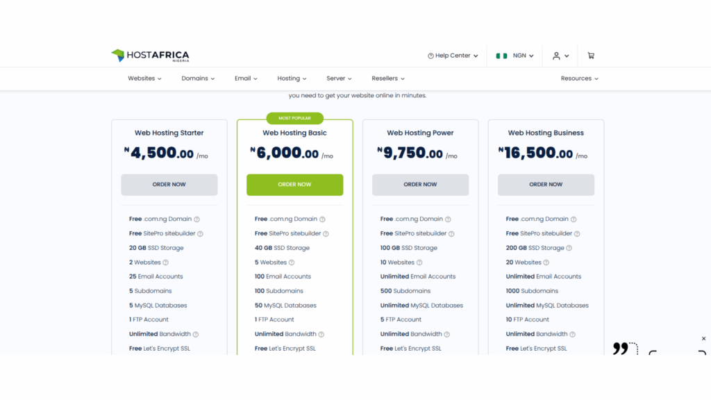hostafrica hosting
