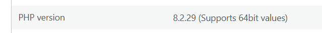 Website Memory Explained: What You Need to Know 2 a screenshot of current php version