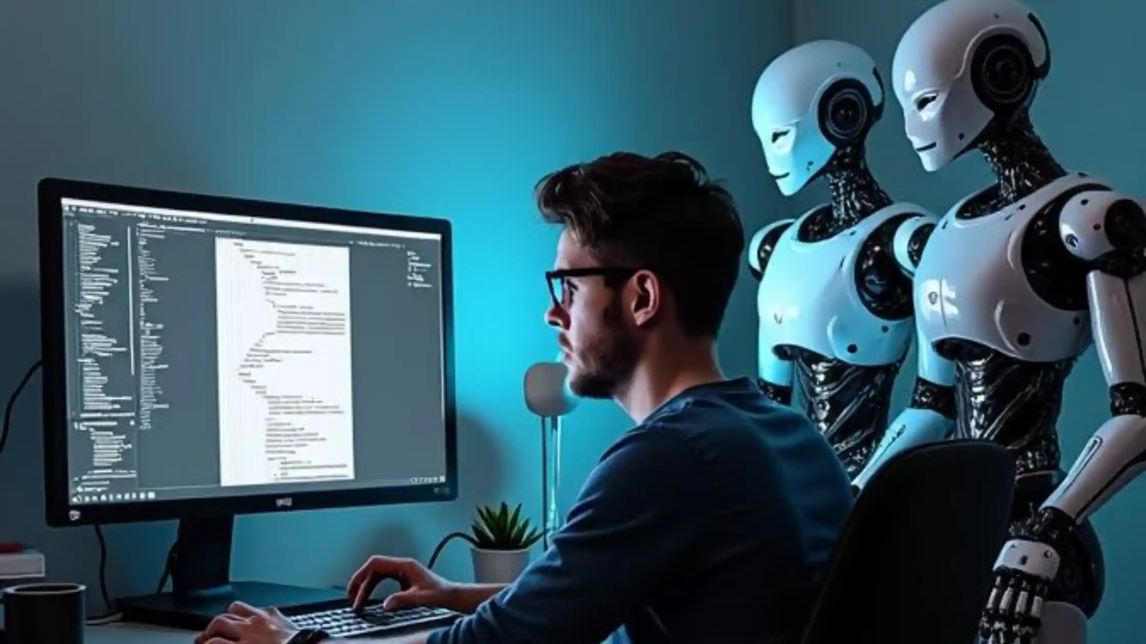 Person coding with AI assistant