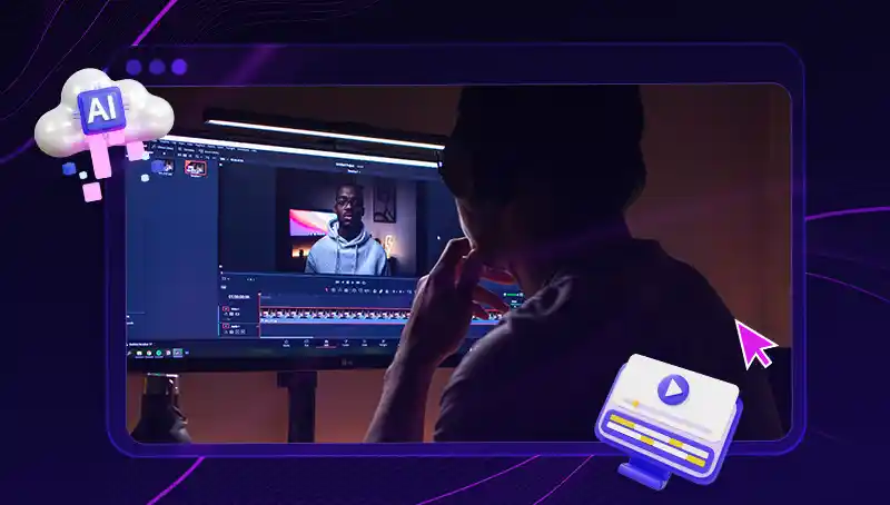 Video editing timeline with AI‑generated thumbnails
