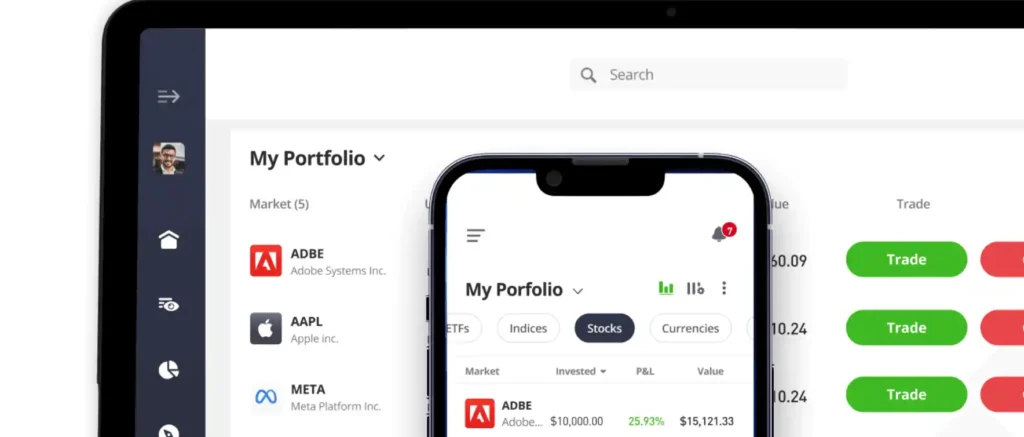 a phone showing an investment app with ai-related stocks.