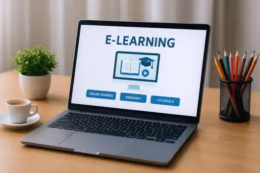 laptop showing an online course platform.