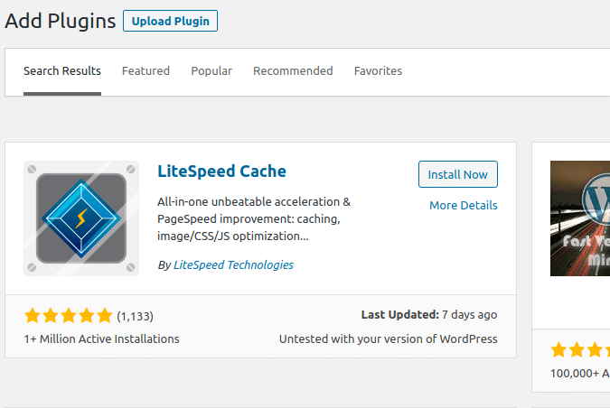 Top WordPress Plugins That Improve Website Speed on Any Hosting Server 2 screenshot of LiteSpeed Cache (LSC) plugin in wordpress