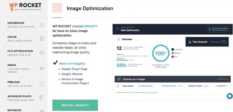 Top WordPress Plugins That Improve Website Speed on Any Hosting Server 1 screenshot of wp rocket plugin on wordpress