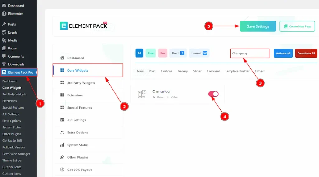 wordpress plugin page with changelog tab open