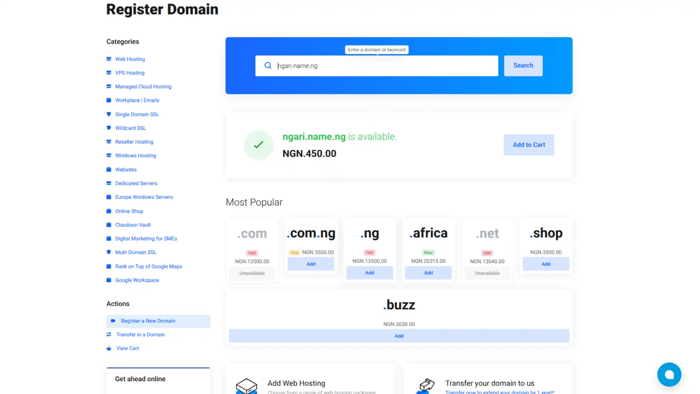 What is a .ng Domain? Everything You Need to Know 4 Search for your desired .ng domain