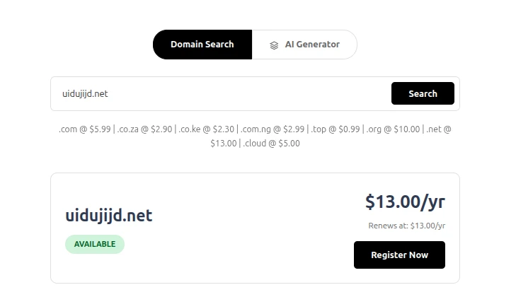 olitt .net domain pricing