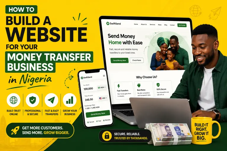 Learn how to build a website for your money transfer business in Nigeria, accept customer inquiries online, build trust, and grow your remittance brand in 2026.