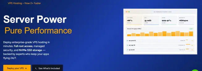 VPS Hosting in Nigeria 2026: What It Costs, Who Needs It, and How to Get Started 1 Screenshot of the product page of VPS hosting showing a bar graph with two options to deploy the VPS and the black pricing button.