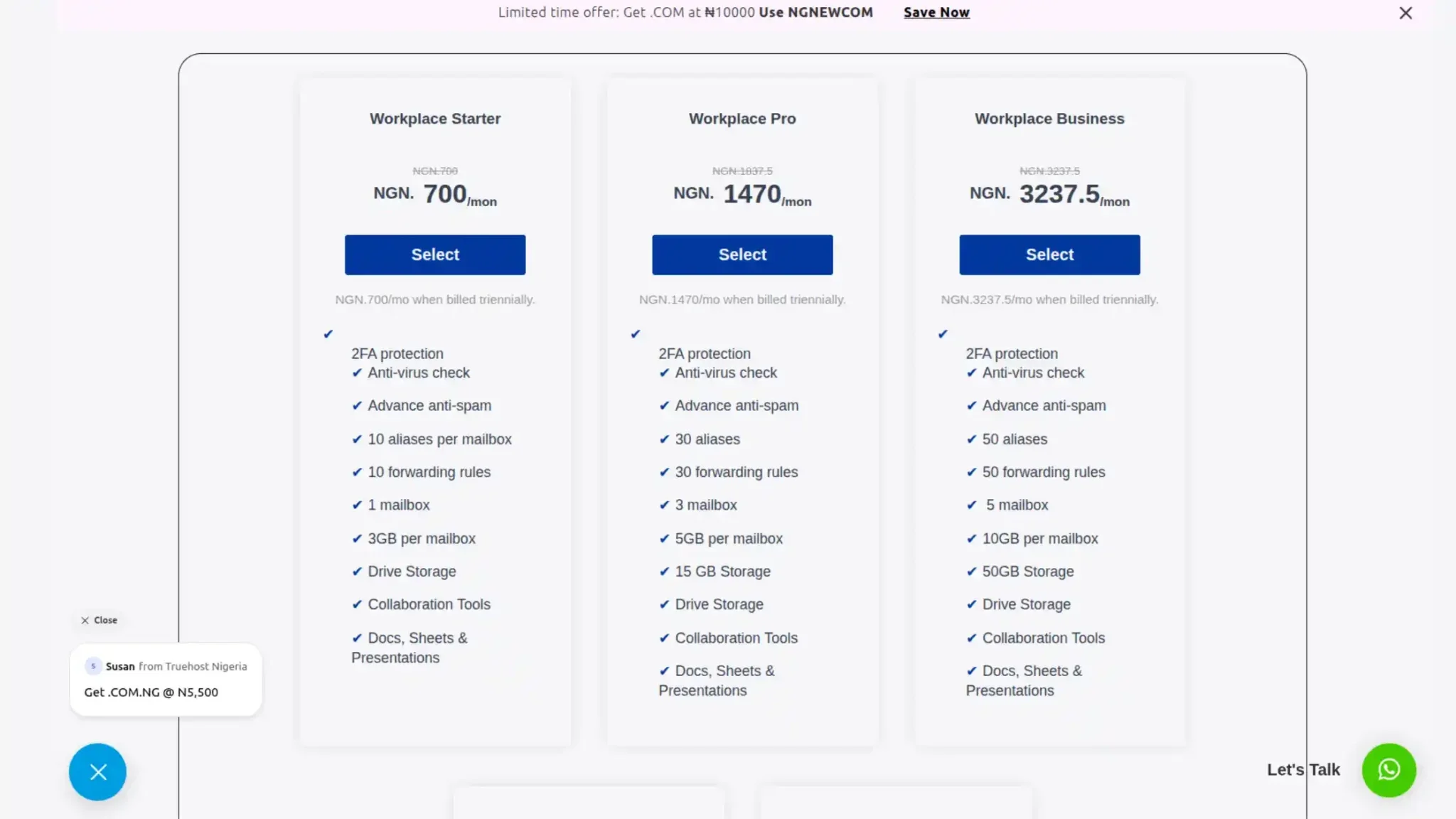 Google Workspace Pricing in Nigeria 2026: Is It Worth It? 2 truehost business email hosting plans