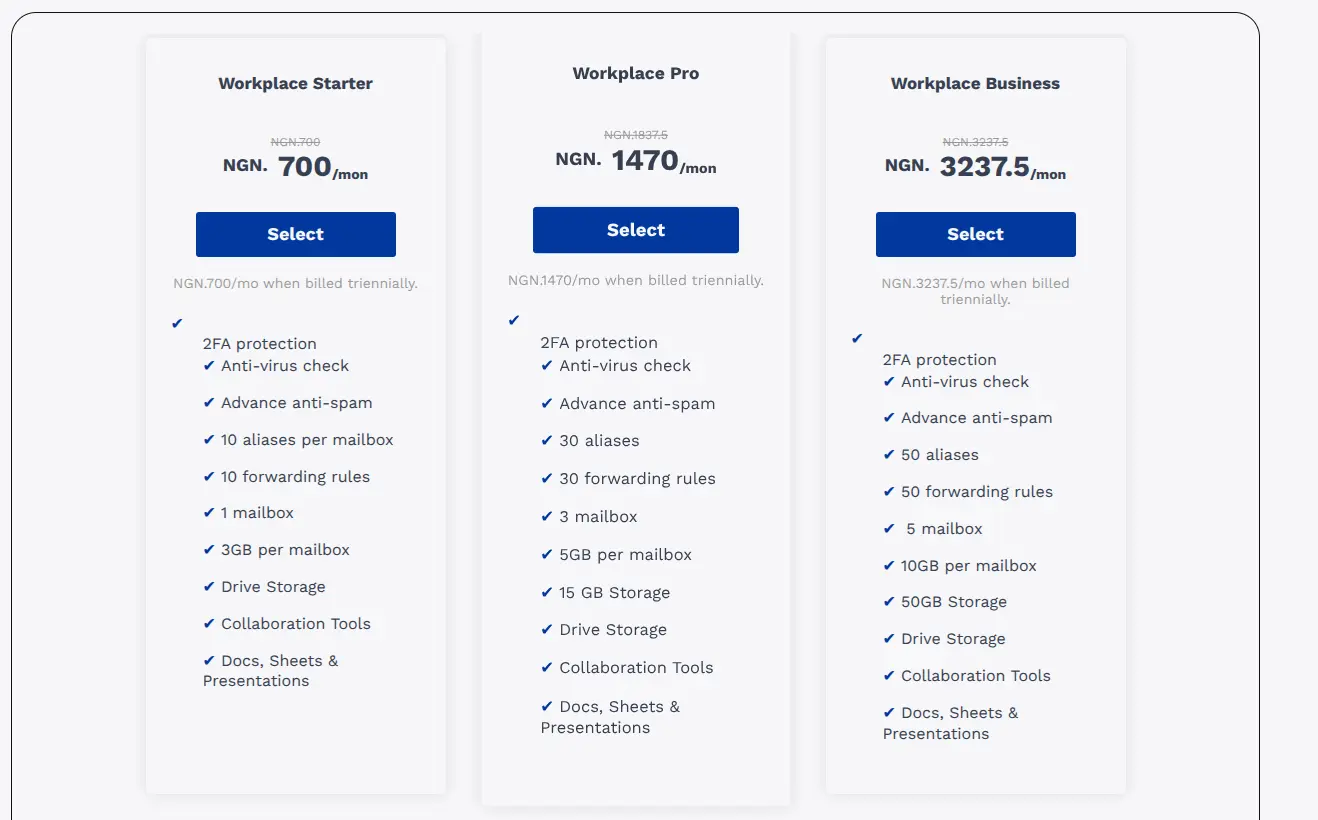 truehost email hosting plans
