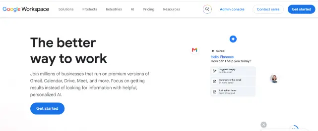 image showing the interface of google workspace  