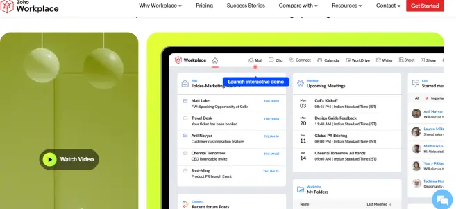 8 Best-Rated Business Email Providers for Small Remote Teams in 2026 3 image showing the interface of zoho workplace