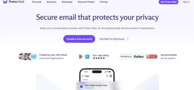 Image showing the interface of Proton Mail