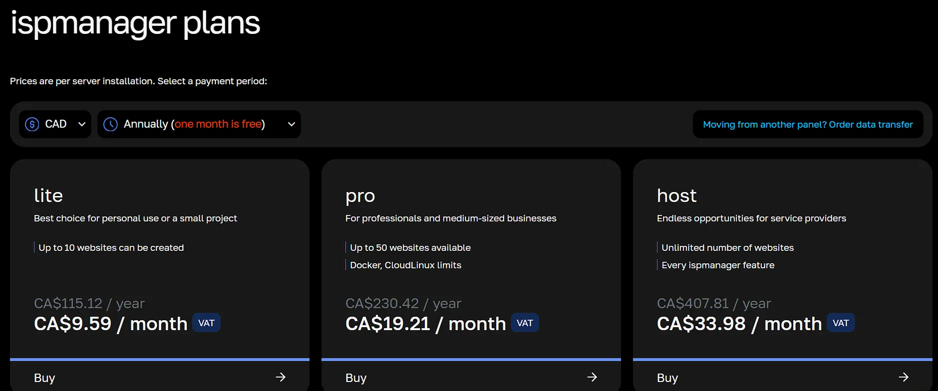 What Are the Top Paid Control Panel Options for VPS Hosting? 6 ispmanager paid plans control panel for vps