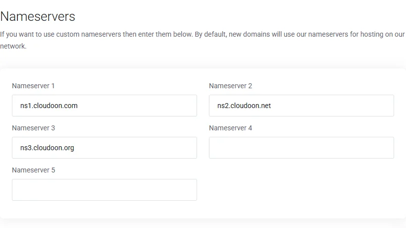 How to Register a .ng Domain in Nigeria 3 Truehost nameserver fields showing the default values for a new .ng domain