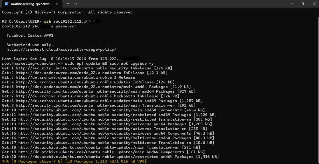 Step-by-Step Guide to Deploy an ASP.NET Website on a VPS 1 ssh into root vps sudo apt update && sudo apt upgrade -y