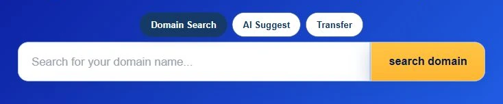 Truehost domain search with Domain Search, AI Suggest and Transfer options