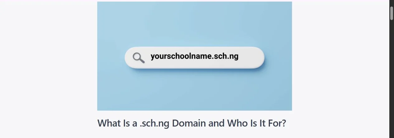 Current Truehost .sch.ng page showing the address yourschoolname.sch.ng